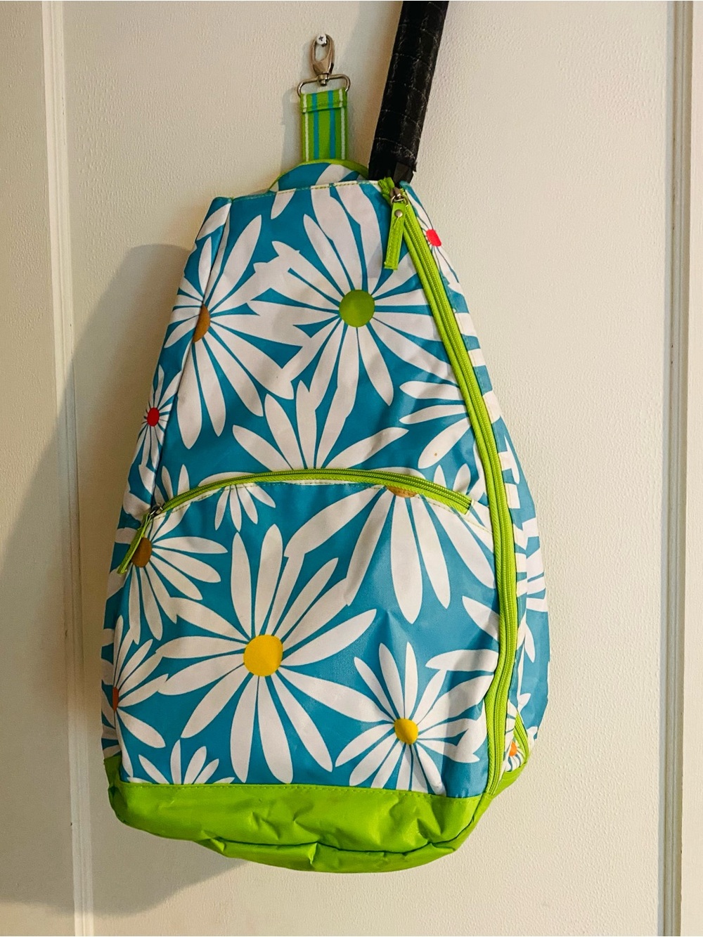 All For Color Teal Daisy Tennis Backpack, Measurements 10” x 20” x 8”